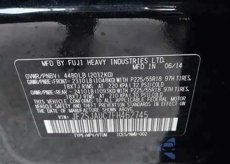 2015 Subaru Forester 2.5I Touring from USA, damaged, VIN JF2SJAUC7FH462745